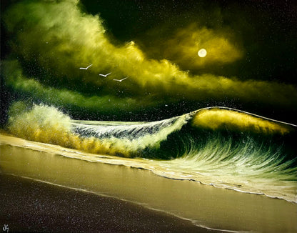 Painting #2473 - 22x28" Canvas - Crashing Wave Seascape painted 6-1-26