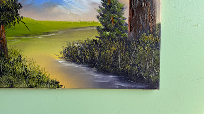 Painting #2013 - 16x20" Canvas - Sunset River Landscape painted 8-23-25