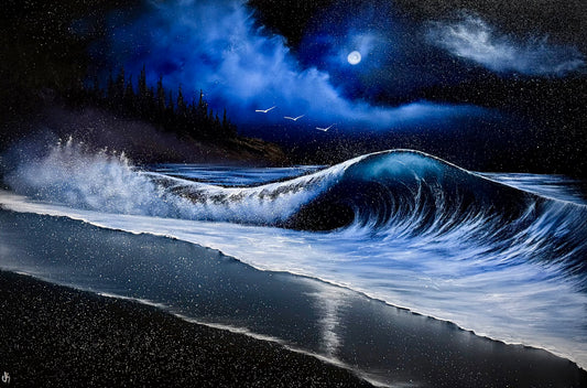 Painting #2348 - 24x36" Pro Series Canvas - Crashing Wave Seascape painted 3-21-26