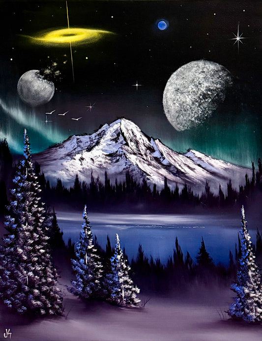 Painting #2245 - 22x28" Canvas - Space Mountain painted 1-18-26