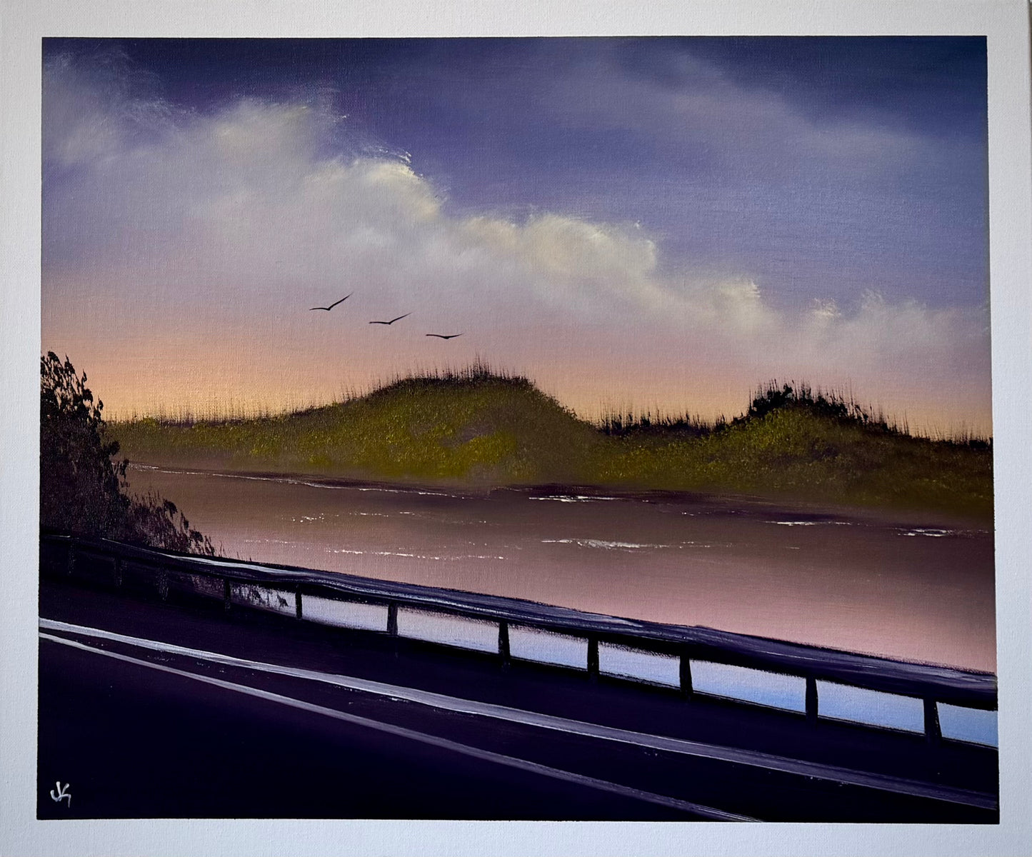 Painting #2485 - 20x24" Canvas - Sunset River Landscape painted 6-13-26