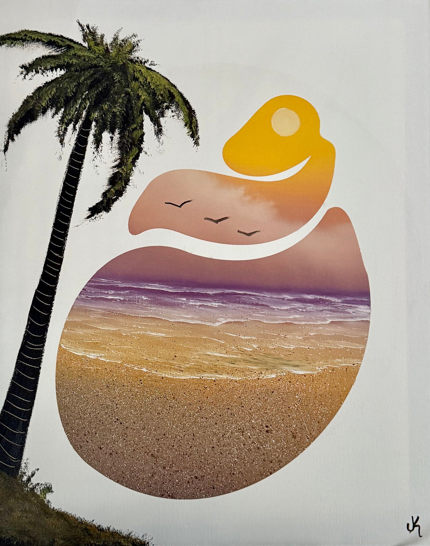 Painting #2034 - 16x20" Canvas - Conch Shell Seascape painted 9-4-25