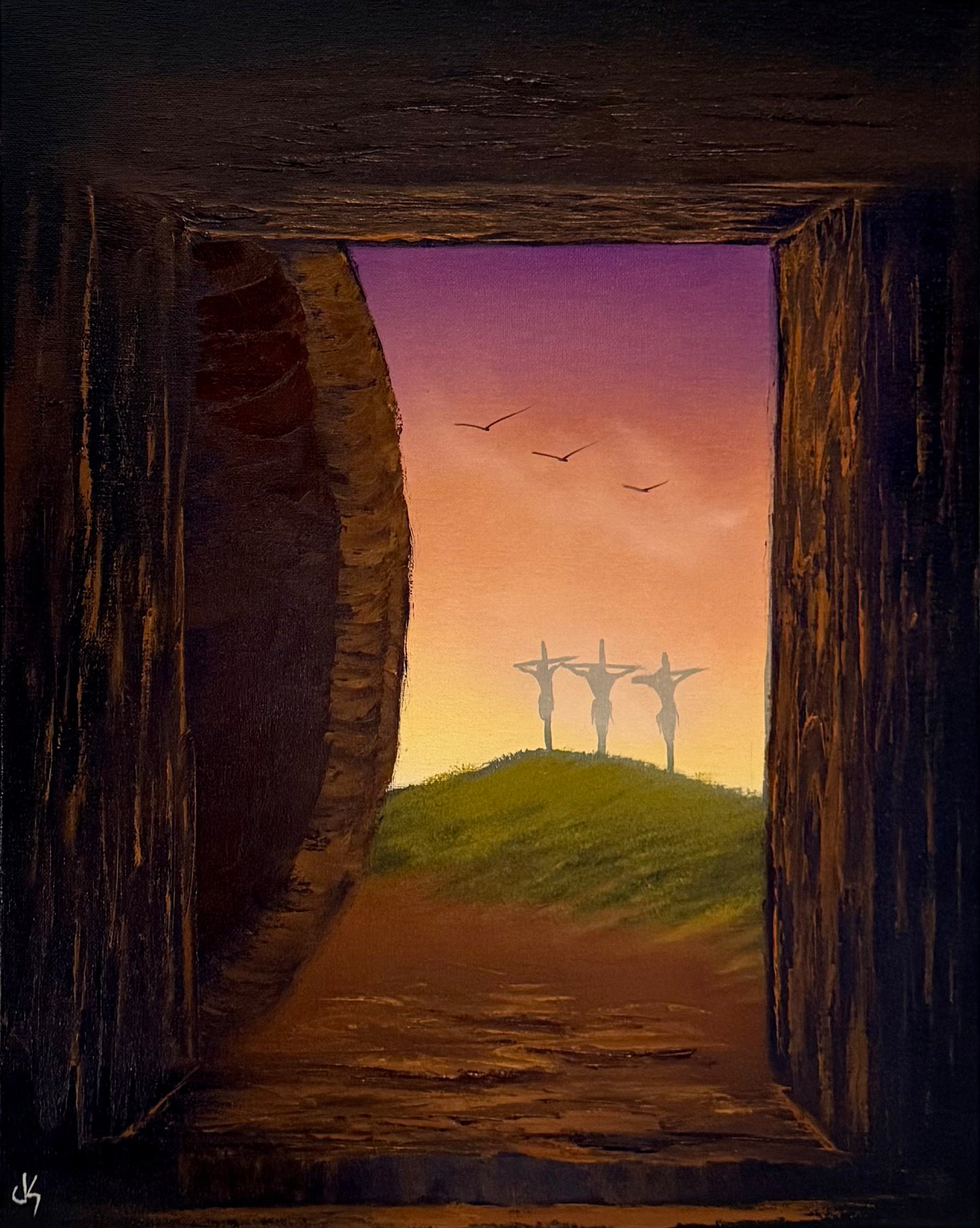 Painting #2367 - 16x20" Canvas - Easter Tomb painted 4-2-26