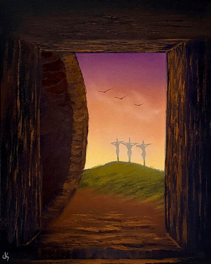 Painting #2367 - 16x20" Canvas - Easter Tomb painted 4-2-26