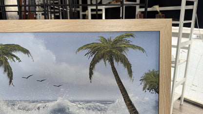 Painting #2040 - 18x24" Canvas - Tropical Seascape with Beachwood Frame included painted 9-6-25