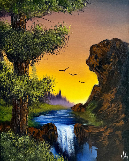 Painting #2016 - 16x20" Canvas - waterfall Landscape painted 8-24-25
