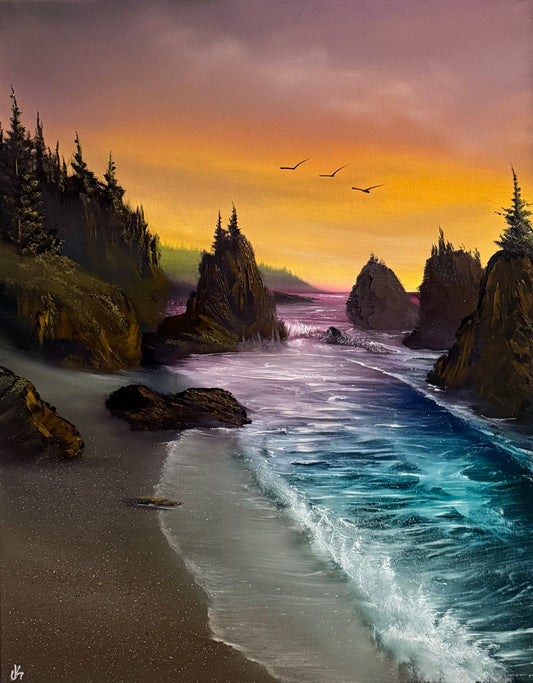 Painting #2258 - 22x28" Canvas - Oregon Coast Seascape painted 1-26-26