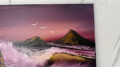 Painting #1971 - 16x20" Canvas - Purple Seascape painted 7-31-25