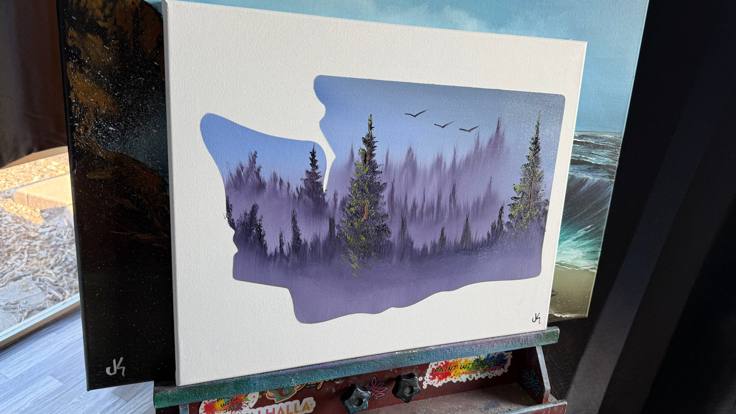 Painting #2043 - 16x20" Canvas - Washington Forest painted 9-7-25