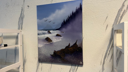 Painting #2045 - 16x20" Canvas - Oregon Coast Seascape painted 9-8-25