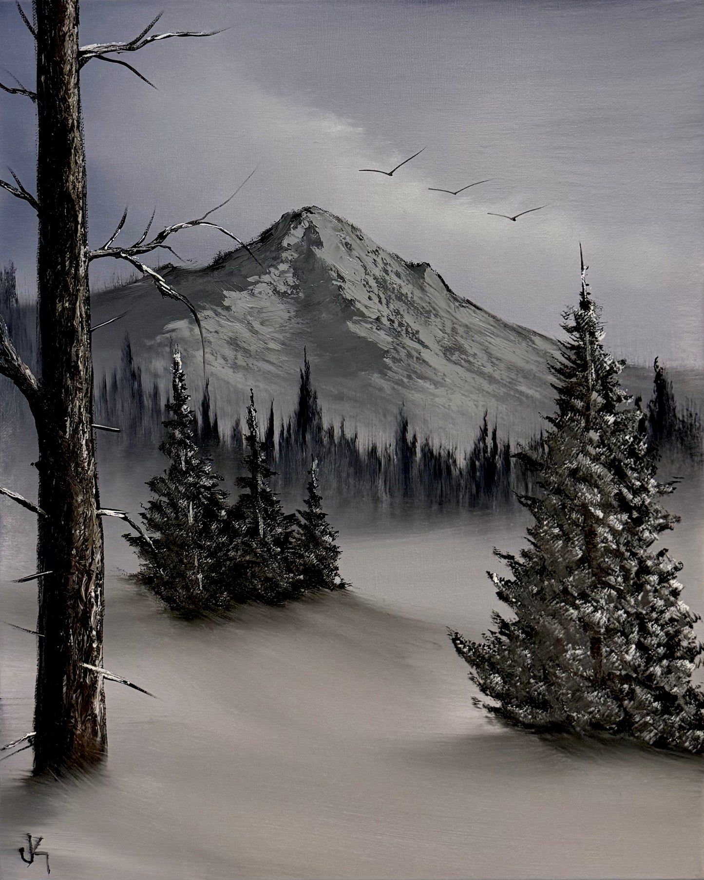 Painting #2189 - 16x20" Canvas - Mt Hood Landscape painted 12-15-25