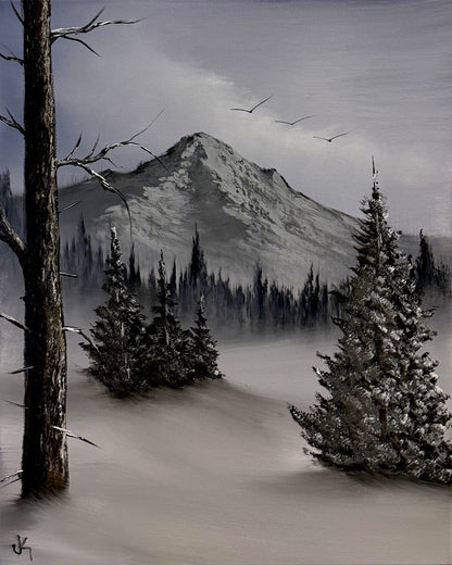 Painting #2189 - 16x20" Canvas - Mt Hood Landscape painted 12-15-25