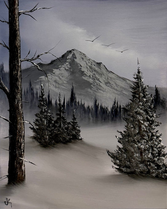 Painting #2189 - 16x20" Canvas - Mt Hood Landscape painted 12-15-25