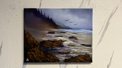 Painting #1998 - 16x20" Canvas - Oregon Coast Seascape painted 8-15-25