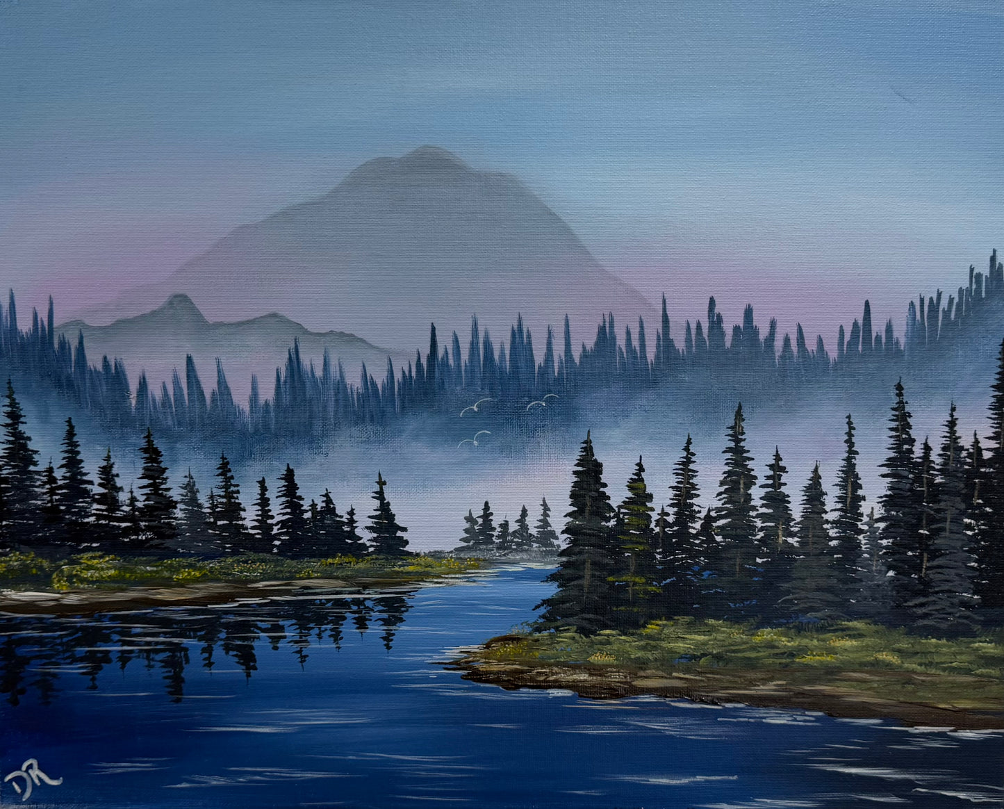 Painting # by Dani from Happily Painted - 16x20" Canvas - Misty Mountain Landscape