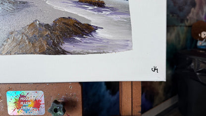 Painting #2032 - 16x20" Canvas - Oregon Coast Seascape on Oregon Stencil painted 9-1-25