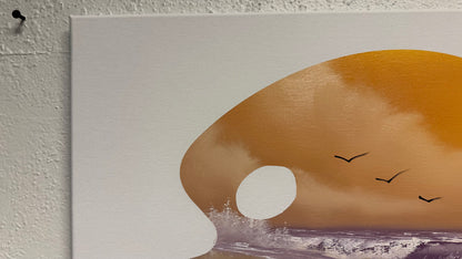 Painting #2044 - 16x20" Canvas - Sunset Seascape Palette Stencil painted 9-7-25