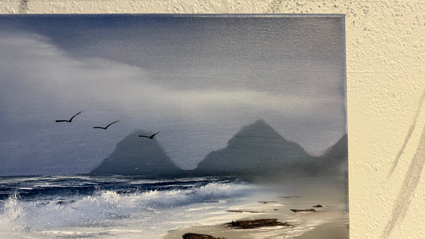 Painting #1996 - 16x20" Canvas - Rocky Oregon Coast Seascape painted 8-14-25