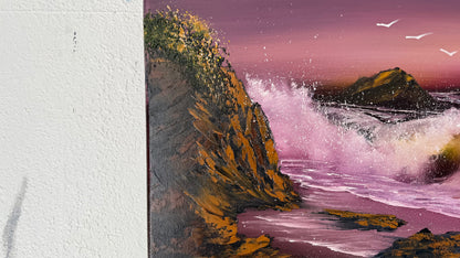 Painting #1971 - 16x20" Canvas - Purple Seascape painted 7-31-25