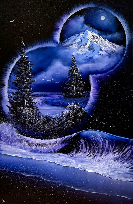 Painting #2516 - 24x36" Canvas - Double Portal Seascape painted 7-16-26