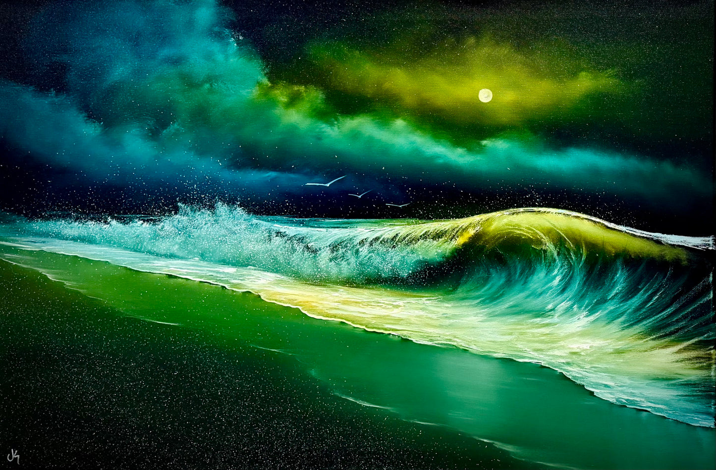 Painting #2547 - 24x36" Canvas - Crashing Wave Seascape painted 8-10-26