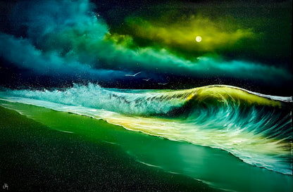 Painting #2547 - 24x36" Canvas - Crashing Wave Seascape painted 8-10-26