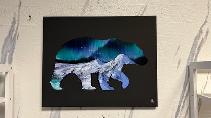 Painting #2030 - 16x20" Canvas - Grizzly Bear Landscape painted 8-30-25