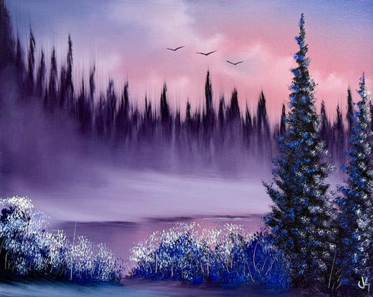 Painting #1642 - 16x20" Winter Landscape painted 1/8/25
