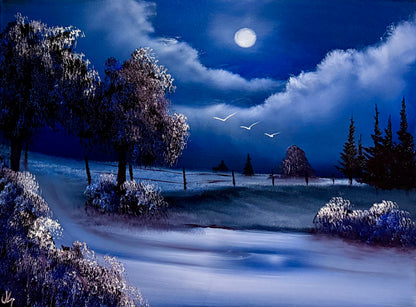 Painting #2106 - 18x24" Canvas - Winter Farm Landscape painted 10-16-25