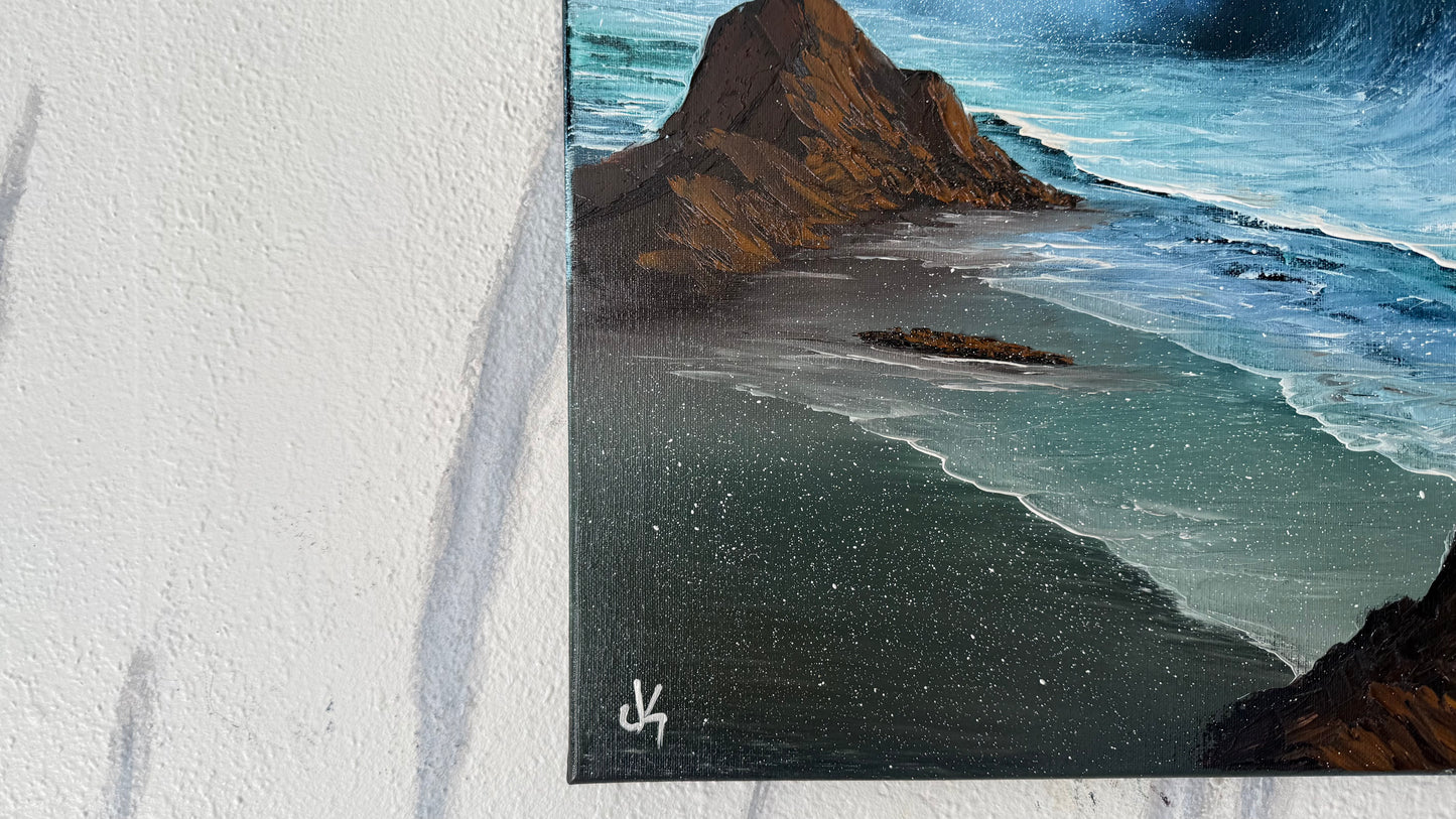 Painting #1988 - 16x20" Canvas - Crashing Wave Seascape painted 8-10-25