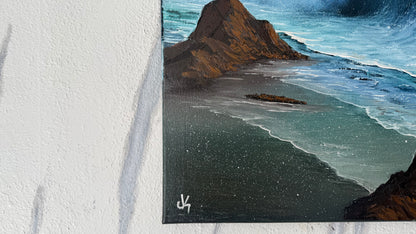 Painting #1988 - 16x20" Canvas - Crashing Wave Seascape painted 8-10-25