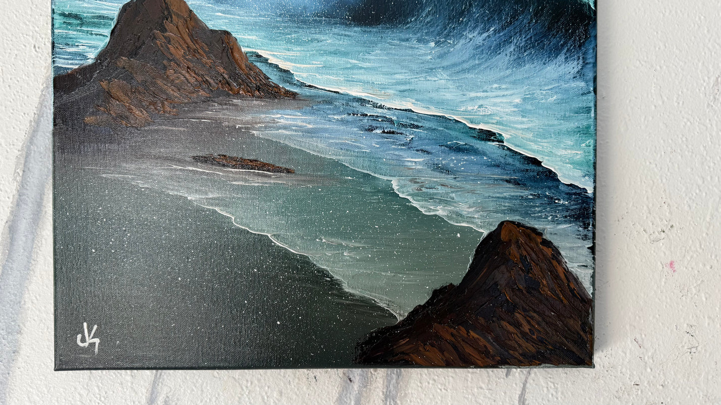 Painting #1988 - 16x20" Canvas - Crashing Wave Seascape painted 8-10-25
