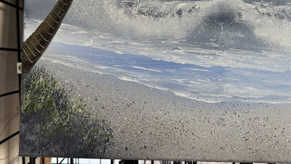 Painting #2040 - 18x24" Canvas - Tropical Seascape with Beachwood Frame included painted 9-6-25