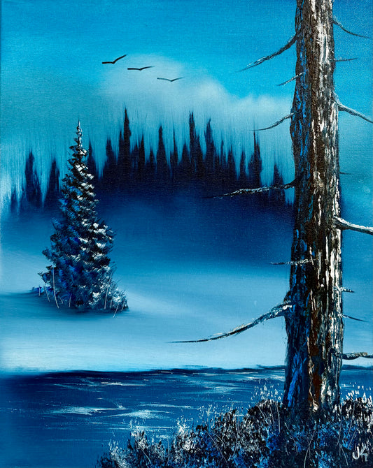 Painting #1696 - 16x20" Canvas - Winter Landscape 2-9-25