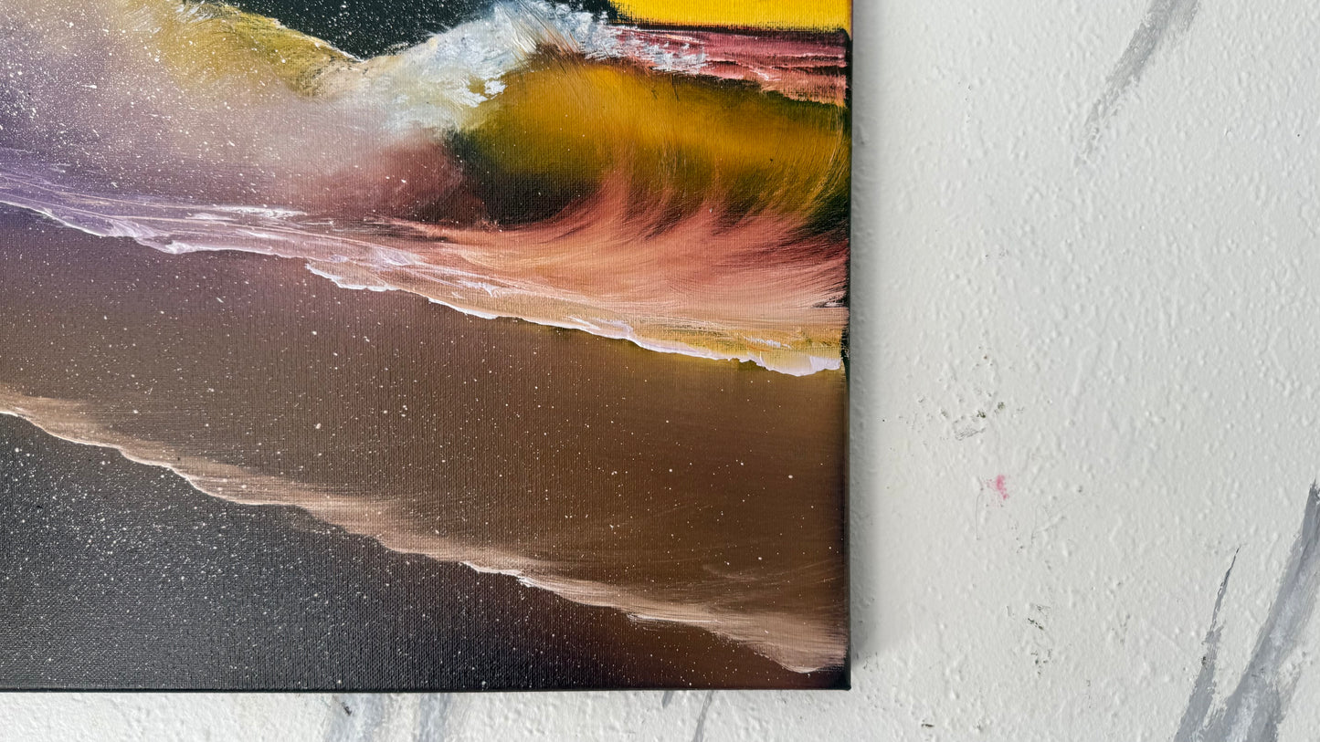 Painting #1975 - 16x20" Canvas - Sunset Oregon Coast Seascape painted 8-3-25