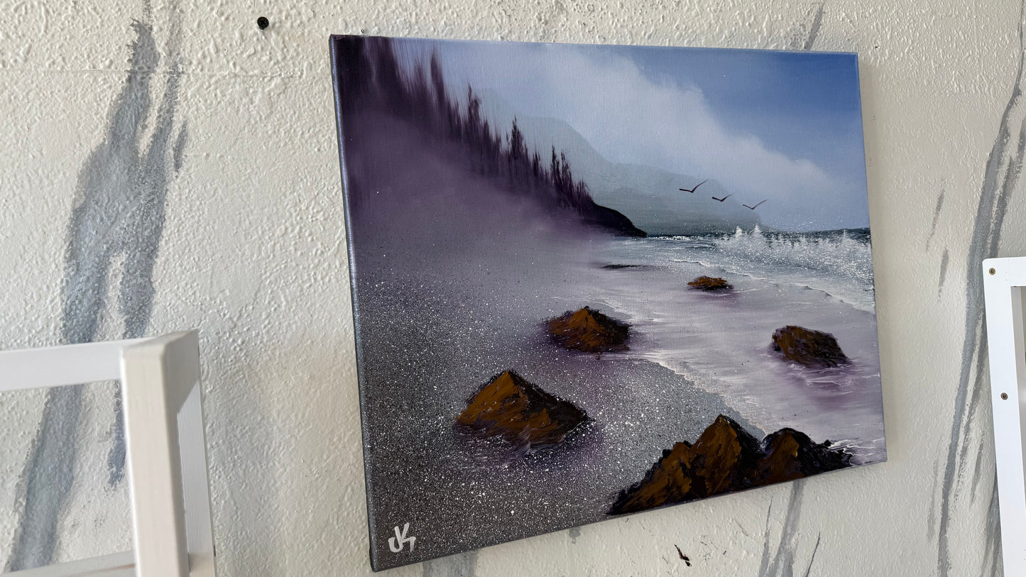 Painting #2052 - 16x20" Canvas - Oregon Coast Seascape painted 9-13-25