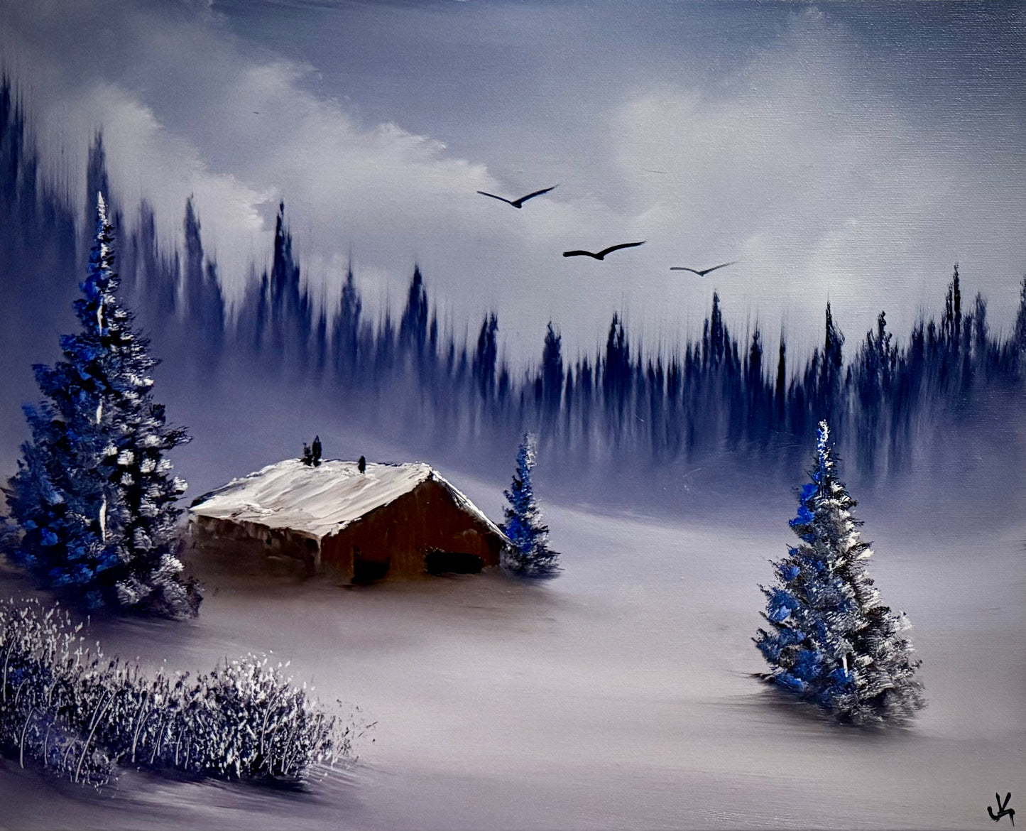 Painting #2155 - 16x20" Canvas - Winter Landscape painted 11-20-25