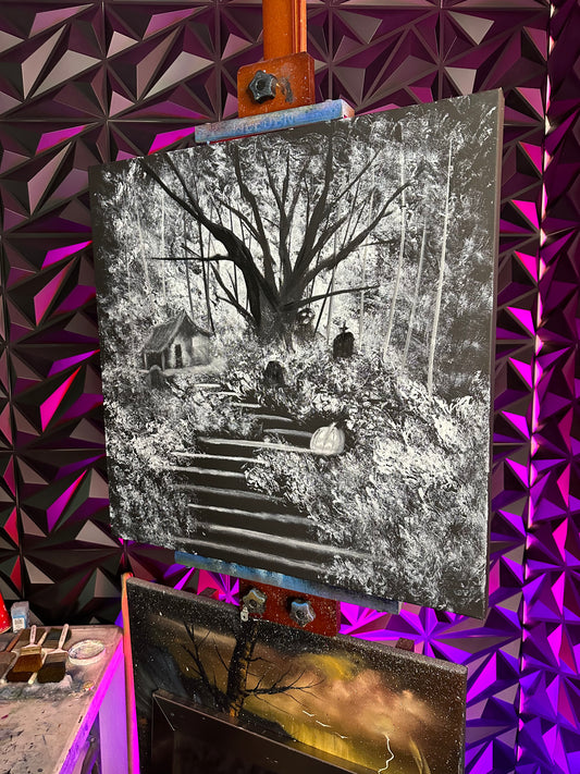 Painting #1508 - 24x24 Pro Series Canvas - Deep Forest Halloween Landscape