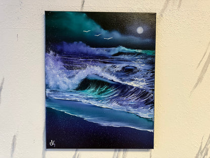 Painting #1844 - 16x20" Canvas - Crashing Waves Seascape painted 5-12-25