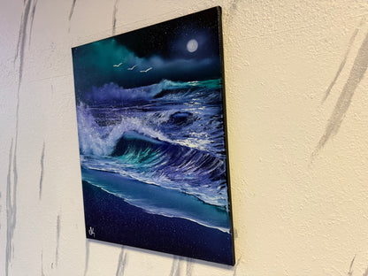 Painting #1844 - 16x20" Canvas - Crashing Waves Seascape painted 5-12-25