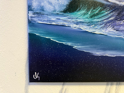 Painting #1844 - 16x20" Canvas - Crashing Waves Seascape painted 5-12-25