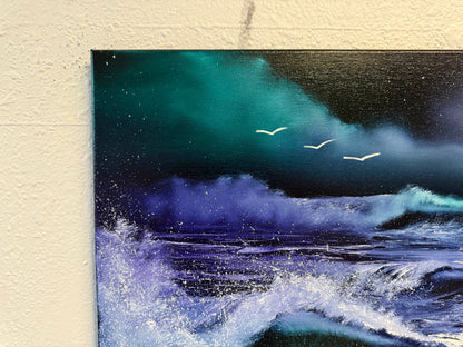 Painting #1844 - 16x20" Canvas - Crashing Waves Seascape painted 5-12-25