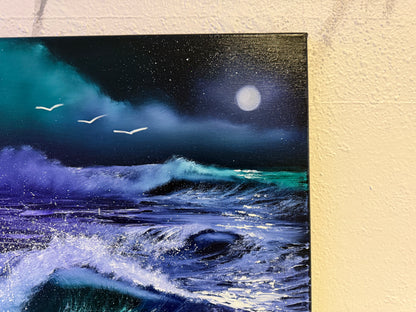 Painting #1844 - 16x20" Canvas - Crashing Waves Seascape painted 5-12-25