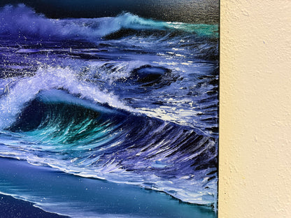 Painting #1844 - 16x20" Canvas - Crashing Waves Seascape painted 5-12-25