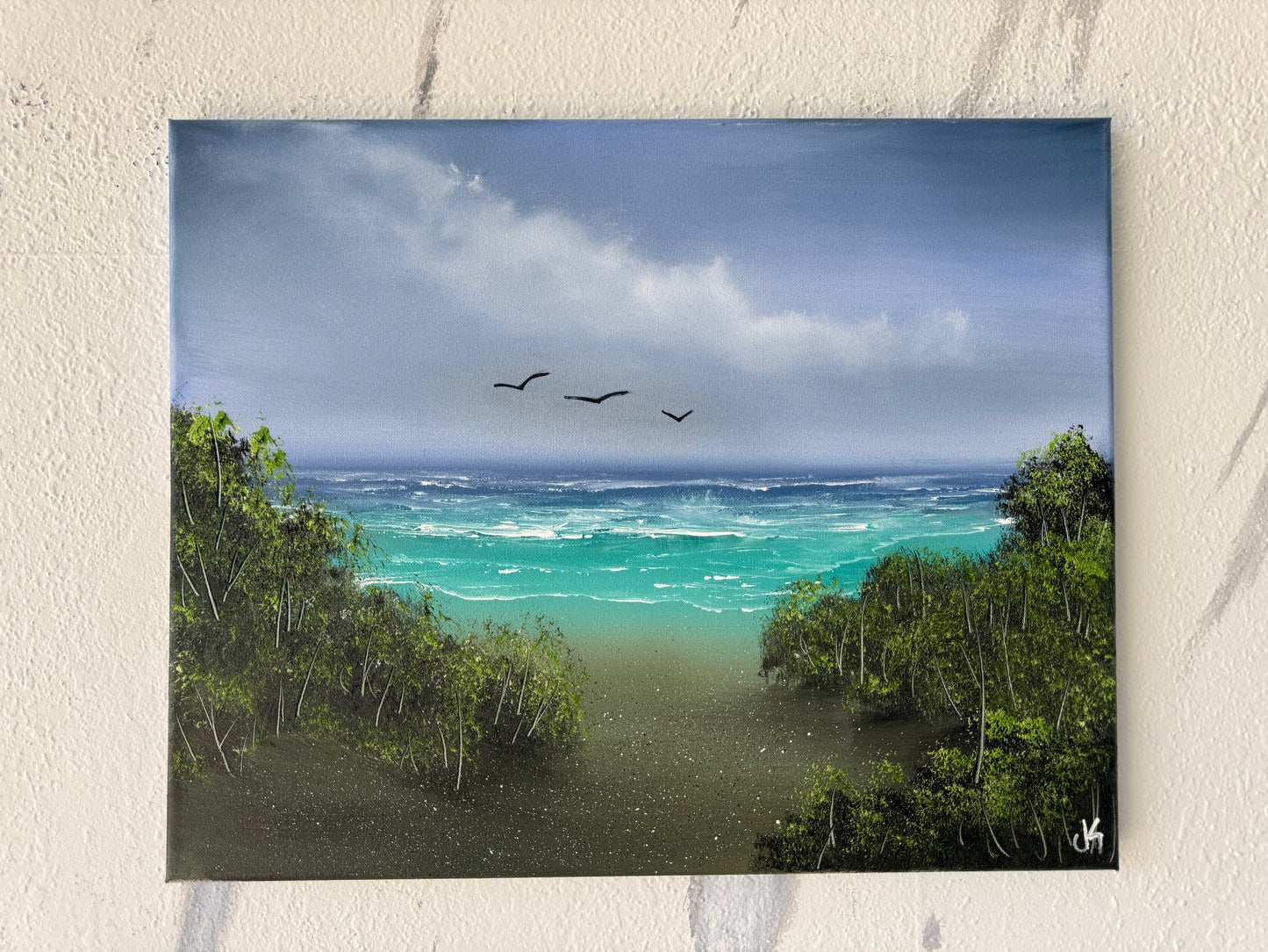 Painting #1873 - 16x20" Canvas - Coastal Seascape painted 6-2-25