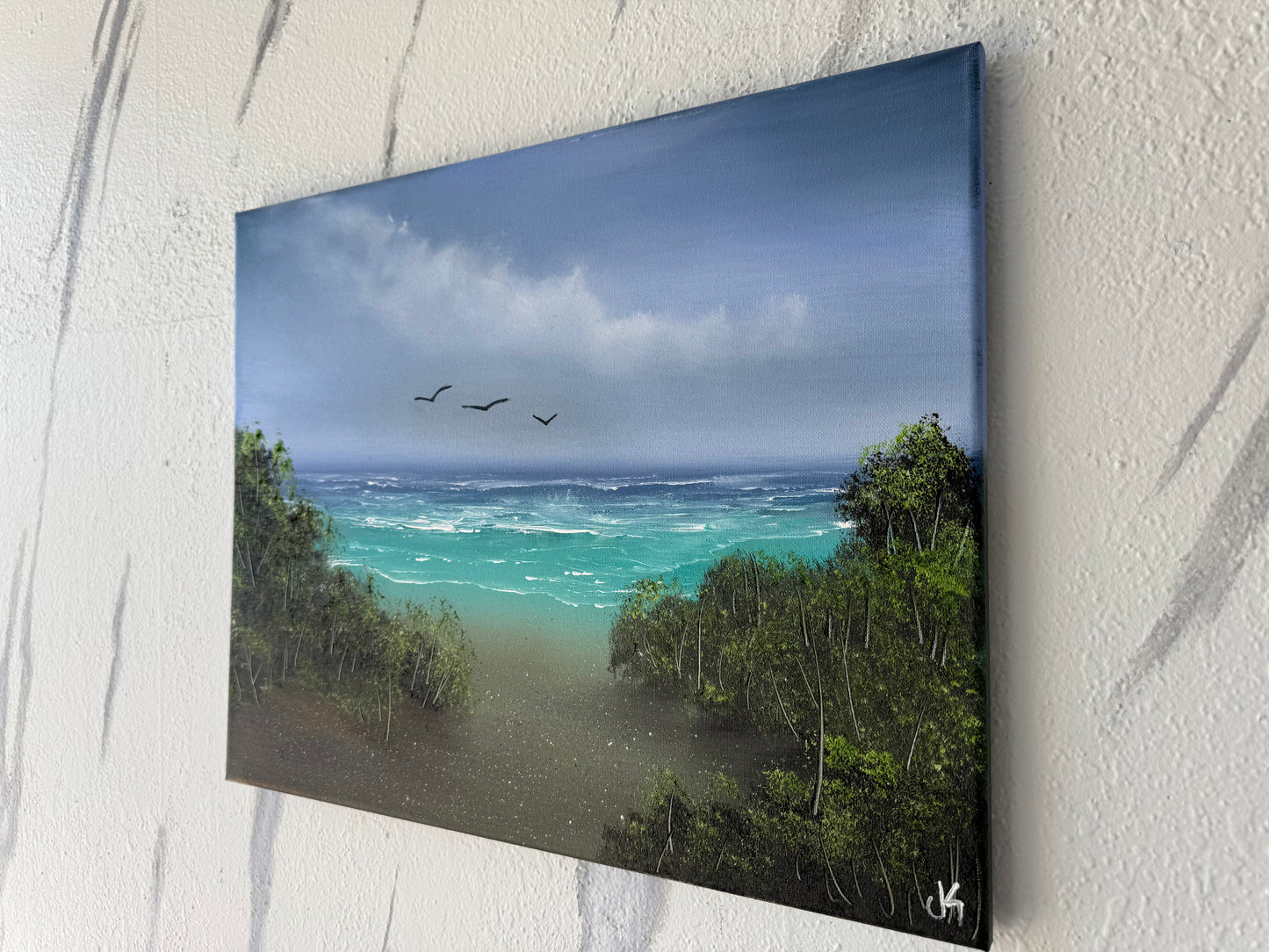 Painting #1873 - 16x20" Canvas - Coastal Seascape painted 6-2-25
