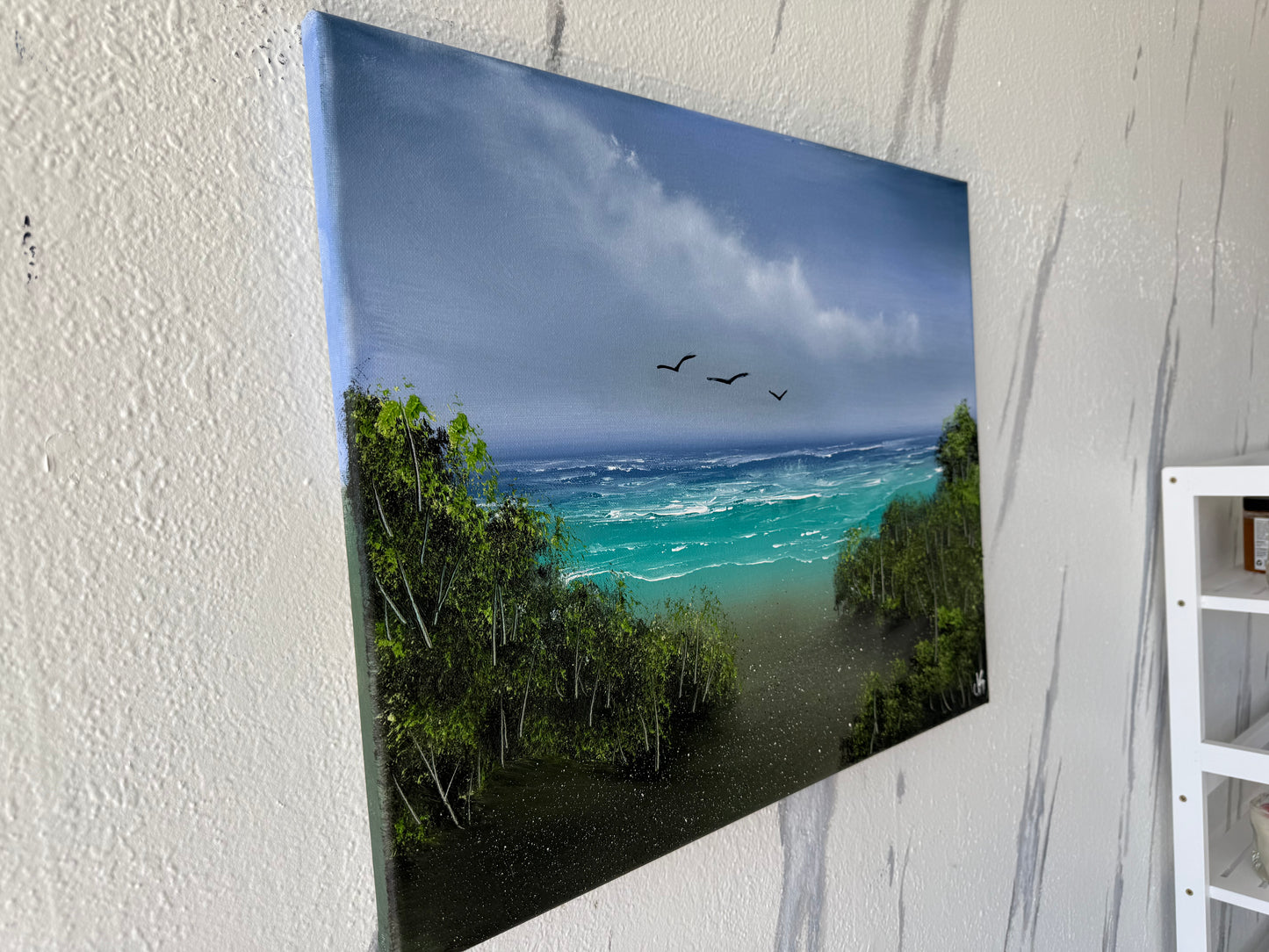 Painting #1873 - 16x20" Canvas - Coastal Seascape painted 6-2-25