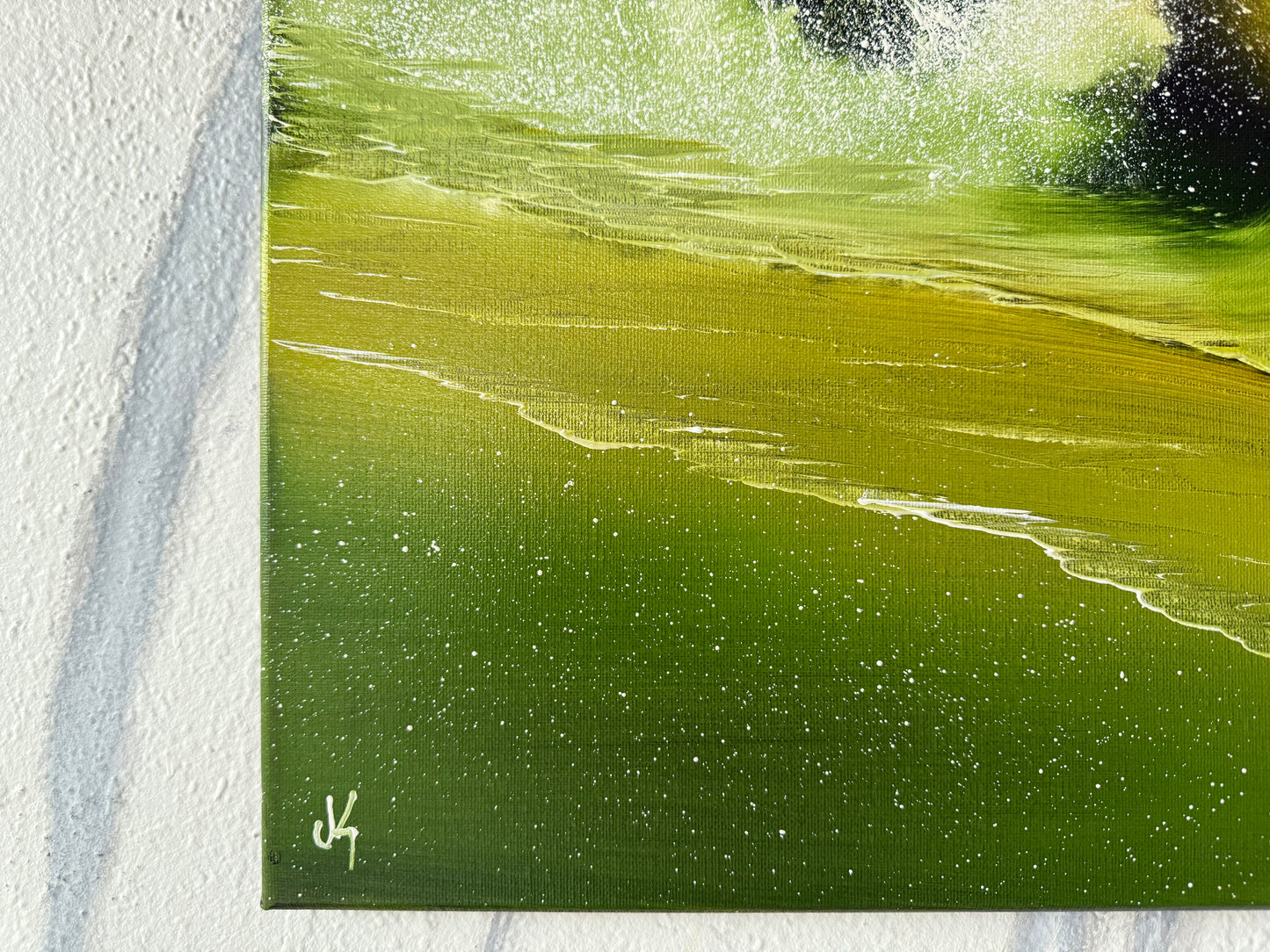 Painting #1889 - 16x20" Canvas - Aurora Mountain Seascape painted 6-12-25