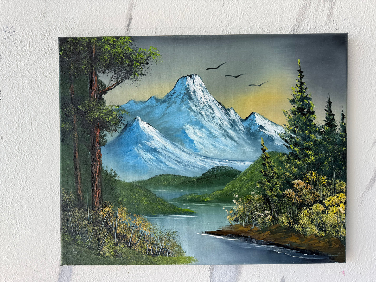 Painting #1894 - 16x20" Canvas - Mountain River Landscape painted 6-15-25