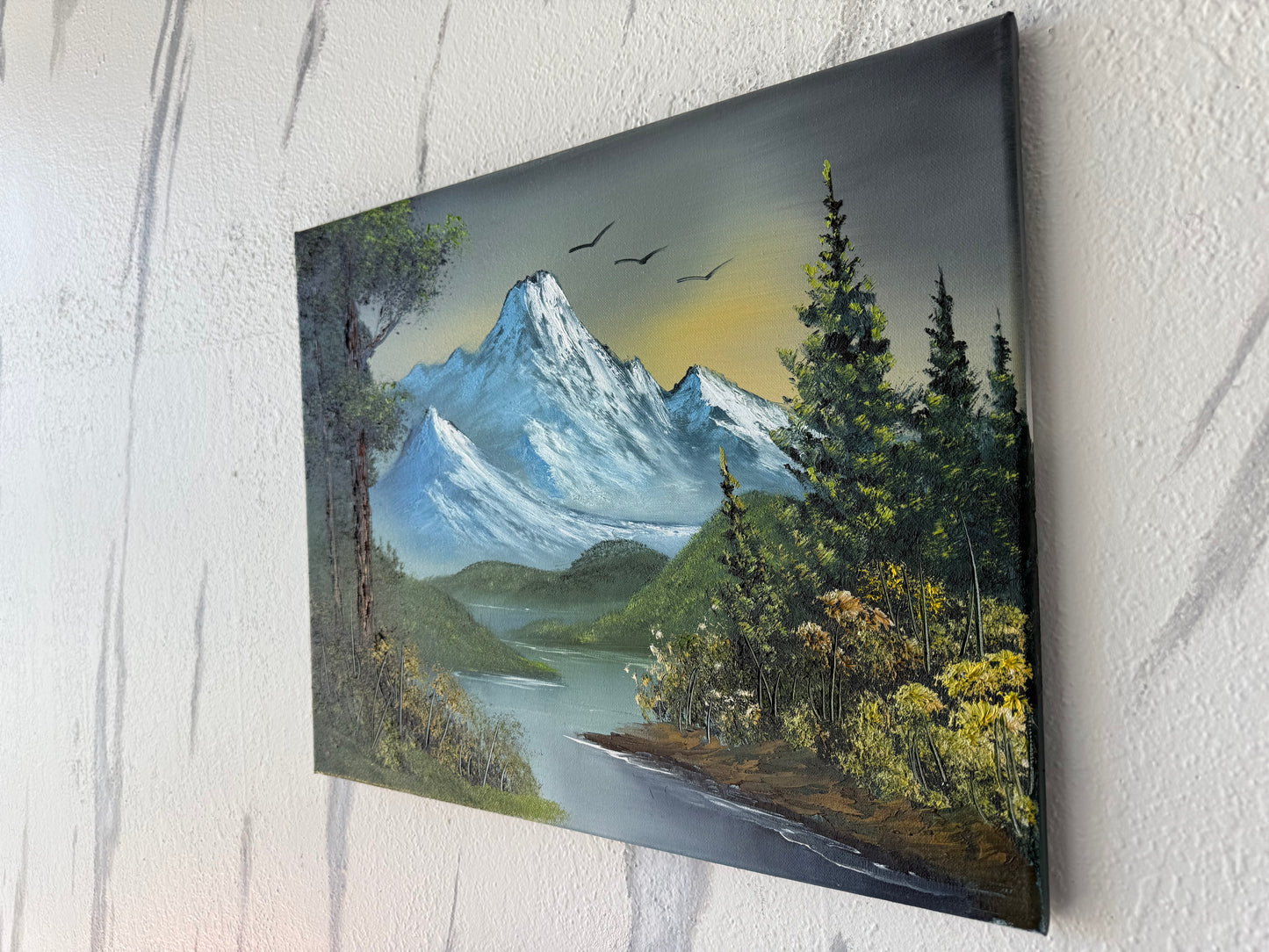 Painting #1894 - 16x20" Canvas - Mountain River Landscape painted 6-15-25